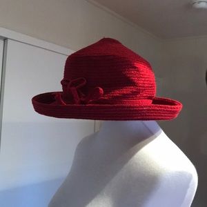 Hat red chinille material